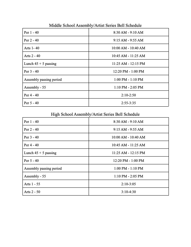 Assembly Schedule Image