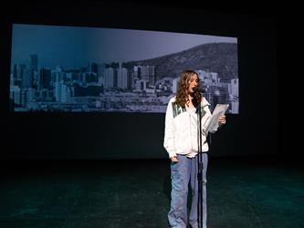 Images of Winter 2023 Literary Arts Reading at the Black Box Theater