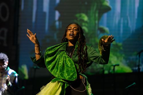 student on stage in performance of The Wiz